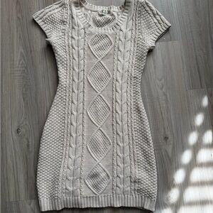 Cream Cable Knit Sweater Dress